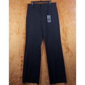 VERSACE Pants Mens Size 50 Black Wide Leg Wool Twill Raw Hem Tailoring $1225